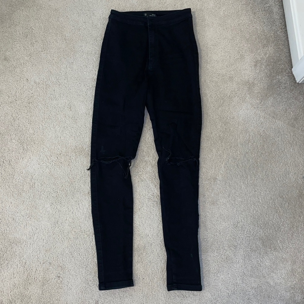 Super high waited black jeggings